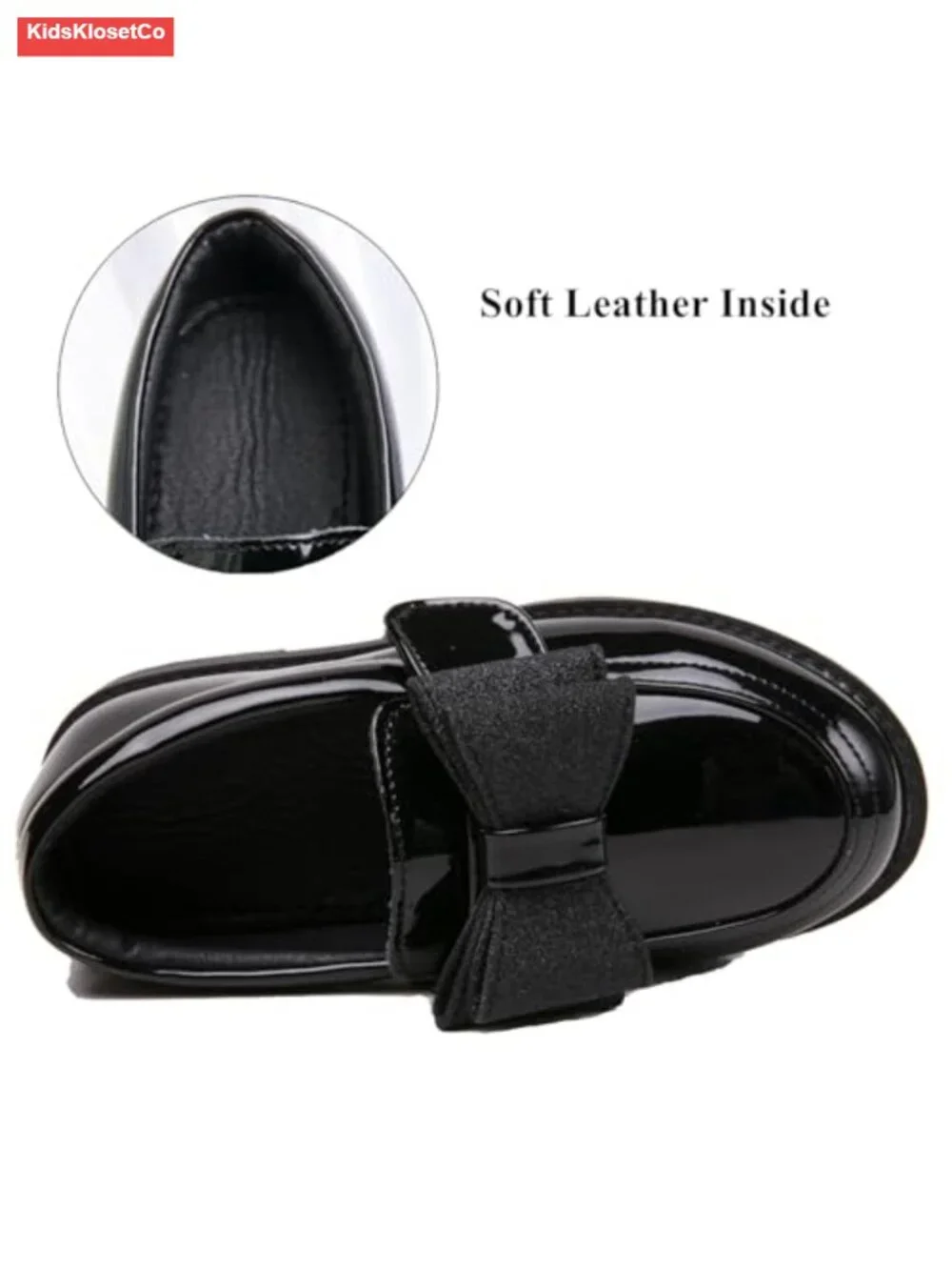 Girls Patent Leather Bowknot Loafers Slip-On Dress Shoes